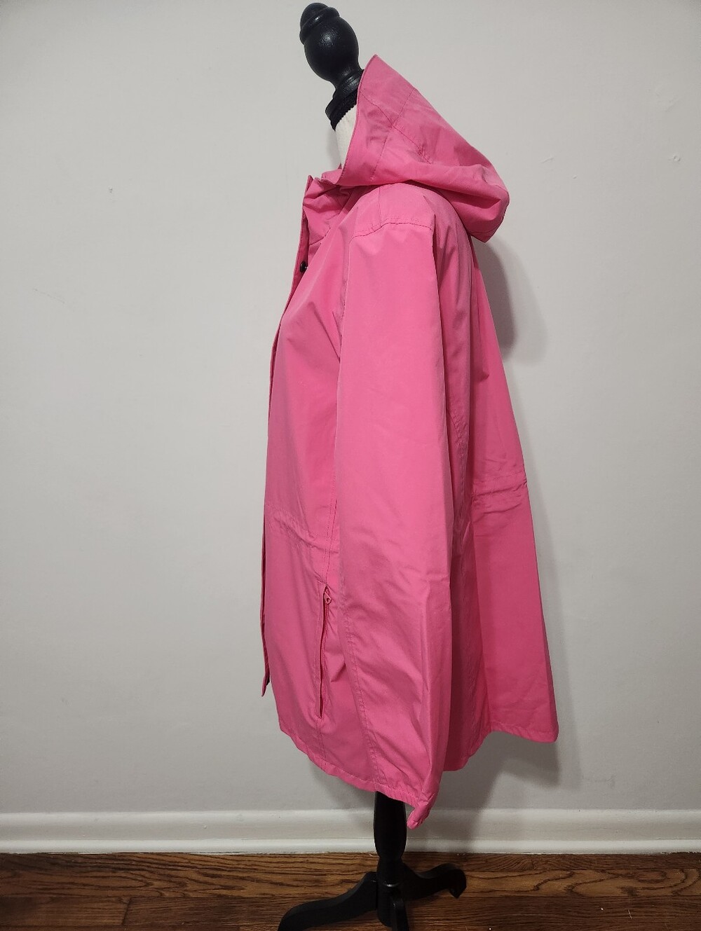 Lands’ End Pink Hooded Rain Jacket Women’s Medium 10-12 Lightweight Coat - Picture 3 of 10